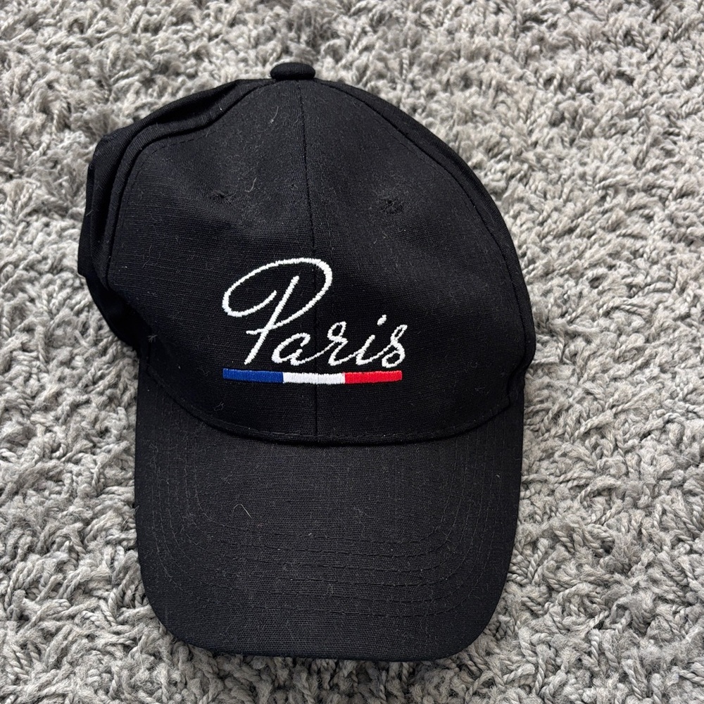Black 'Paris' Embroidered Baseball Cap